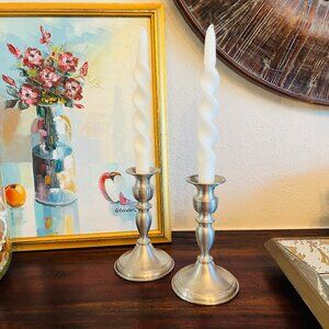 Vintage Pewter Weighted Candle Holder Bolivia Cottagecore Traditional Grandma